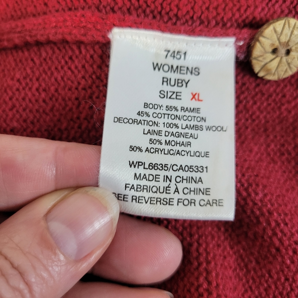 Womens Woolrich Sleeveless Christmas sweater Ruby Red size XL Cotton Wool Blend - Picture 9 of 10